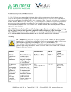 CELLTREAT VistaLab Prop 65 Message Page 1
